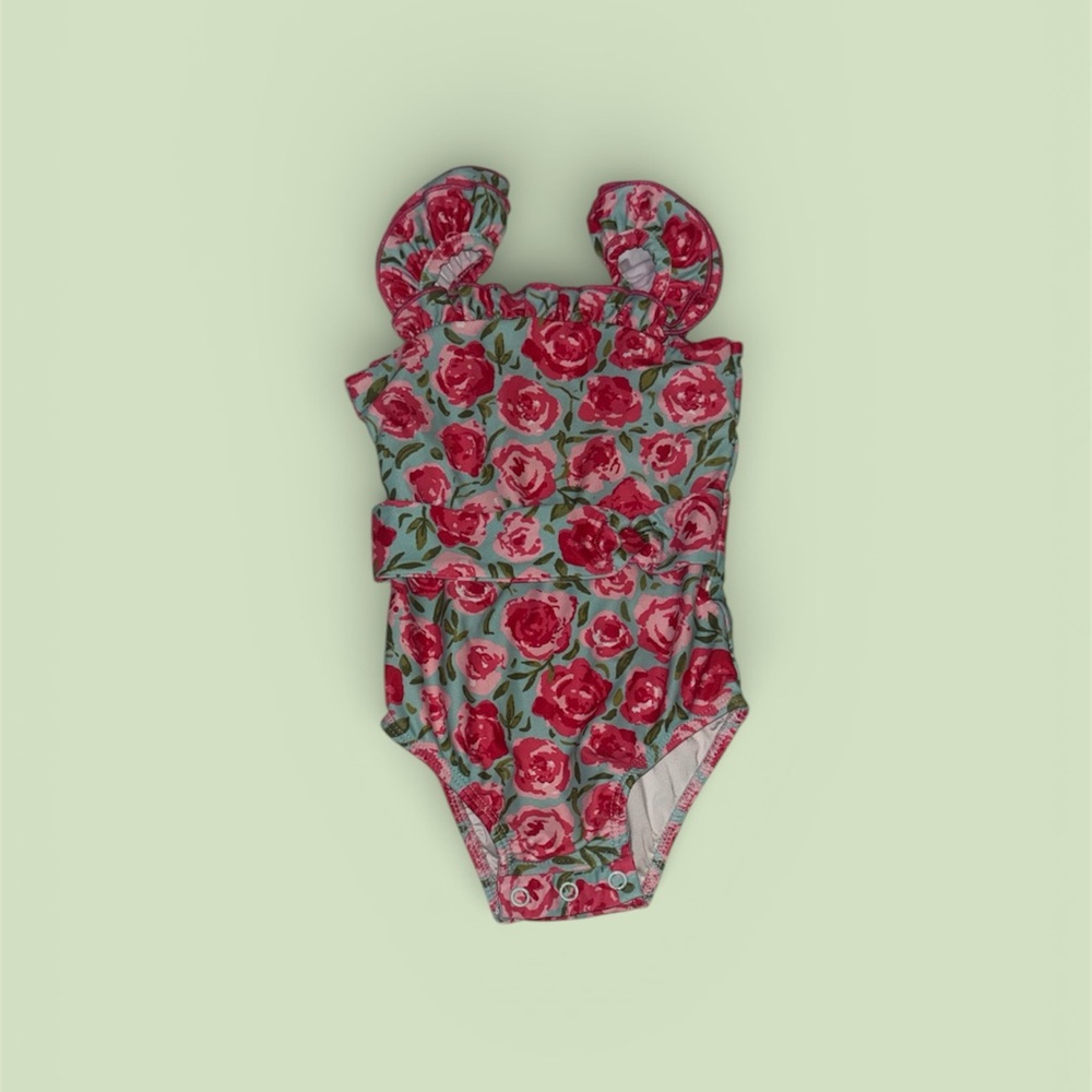 SweetHoney Pink Floral Kids Swim One Piece